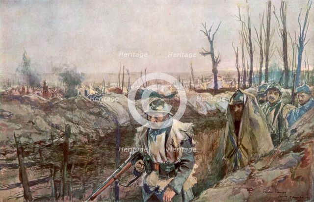 'A French Trench in the Village of Souchez', Artois, France, 18 December 1915, (1926).Artist: Francois Flameng