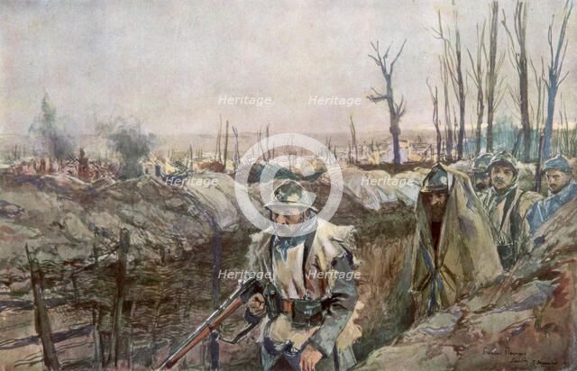 'A French Trench in the Village of Souchez', Artois, France, 18 December 1915, (1926).Artist: Francois Flameng