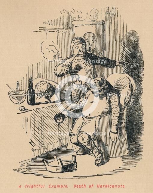 'A frightful Example. Death of Hardicanute', c1860, (c1860). Artist: John Leech.