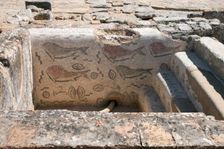 A frigidarium with fish mosaics in the public baths of Milreu, Portugal, 2009. Creator: Samuel Magal