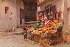 A Fruit Stall at San Remo c1900 (1913). Artist: Walter Frederick Roofe Tyndale