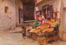 A Fruit Stall at San Remo c1900 (1913). Artist: Walter Frederick Roofe Tyndale