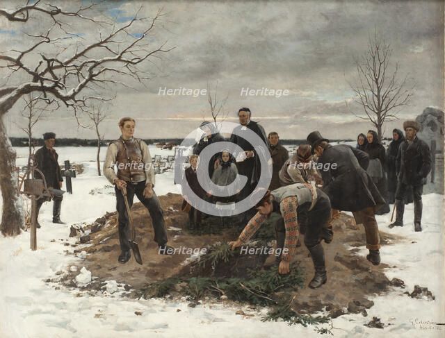 A Funeral in Alsike, 1883. Creator: Gustaf Cederström.
