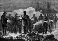 A funeral in the Arctic regions during the night of winter, 1880. Creator: Unknown