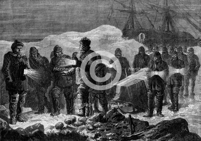 A funeral in the Arctic regions during the night of winter, 1880. Creator: Unknown.