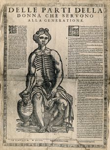 A fugitive sheet of a seated female figure, her hand resting on a vase, with her thorax and..., 1611 Creator: Unknown