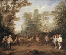 A game of bowls 1705-1734. Artist: Pieter Angillis