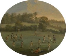 A Game of Cricket (The Royal Academy Club in Marylebone Fields, now Regent's Park), between 1790 and Creator: Unknown
