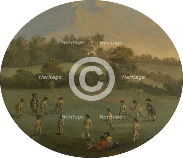 A Game of Cricket (The Royal Academy Club in Marylebone Fields, now Regent's Park), between 1790 and Creator: Unknown.