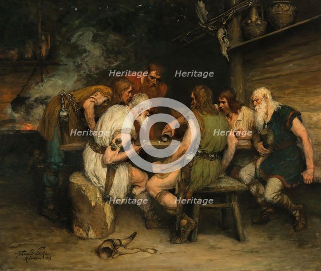 A Game of Dice, 1919. Creator: Leeke, Ferdinand (1859-1937).