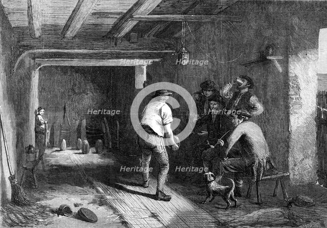 "A Game of Four-Corners", by H. Carter, in the exhibition of Water-Colour Drawings..., 1869. Creator: W Thomas.