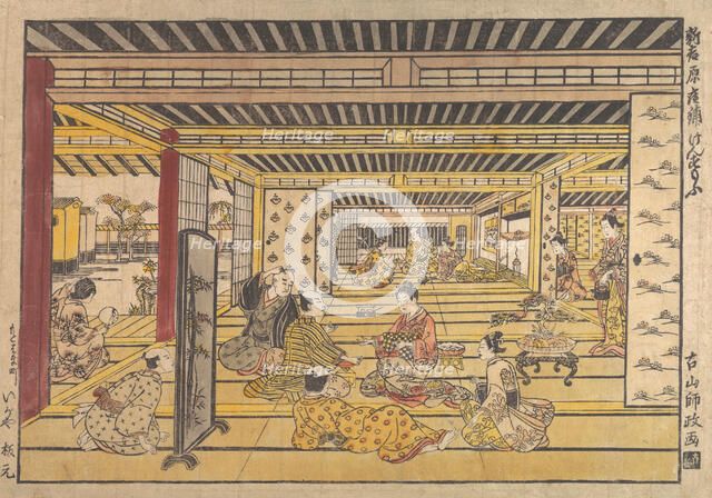 A Game of Hand Sumo in the New Yoshiwara, ca. 1740. Creator: Furuyama Moromasa.