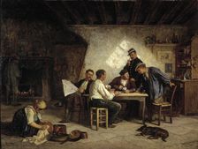 A Game of Piquet, 1869. Creator: Adolf von Becker