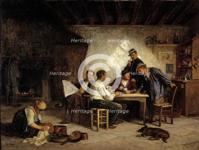 A Game of Piquet, 1869. Creator: Adolf von Becker.