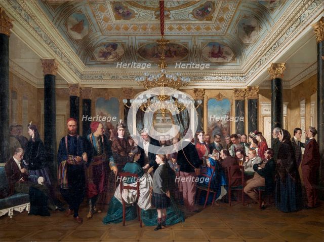 A Gaming Room in Wiesbaden, 1864. Creator: D'Unker, Carl (1828-1866).