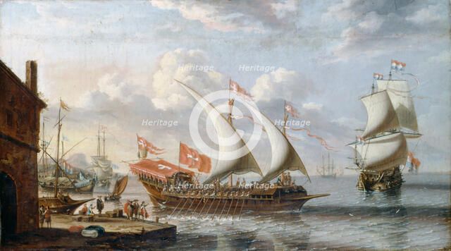 A Galley of Malta, c. 1680. Artist: Castro, Lorenzo (active 1672-1686)