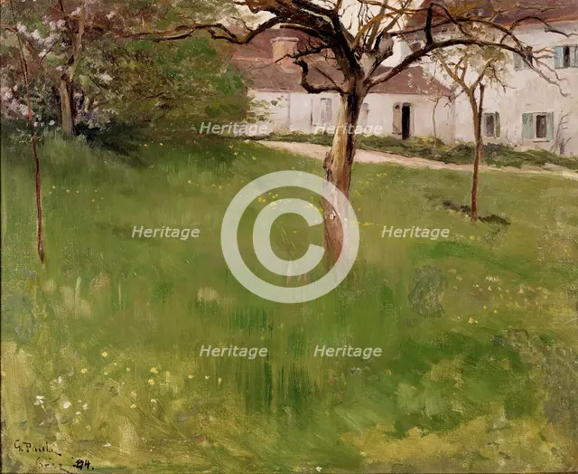 A Garden in Grez, 1884. Creator: Georg Pauli.