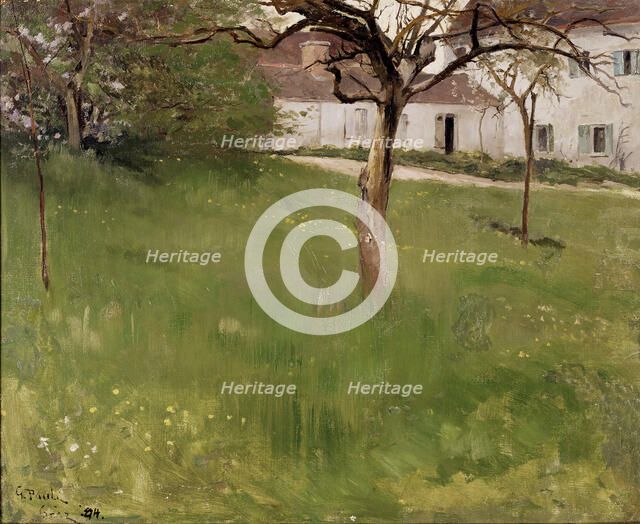 A Garden in Grez, 1884. Creator: Georg Pauli.