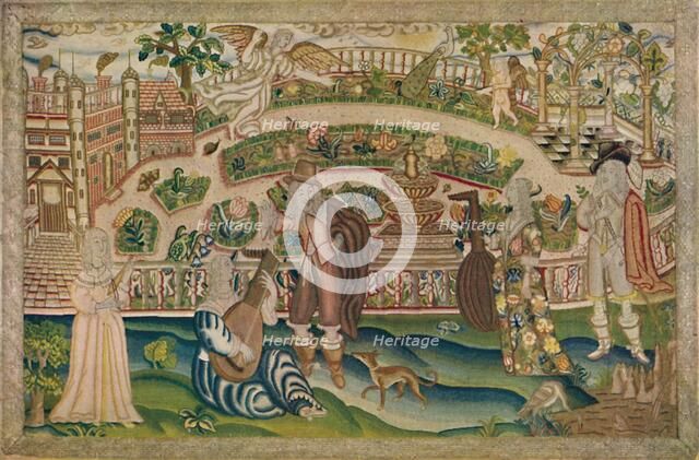 'A Garden Scene - Petit-Point Picture of the Period of Charles I', early 17th century, (1928). Artist: Unknown.
