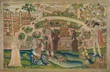 A Garden Scene - Petit-Point Picture of the Period of Charles I early 17th century, (1928)