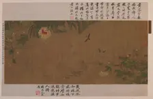 A garden-piece: flowers, fighting grasshoppers, ants and other insects, Ming dynasty, 1368-1644. Creator: Unknown