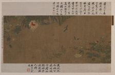 A garden-piece: flowers, fighting grasshoppers, ants and other insects, Ming dynasty, 1368-1644. Creator: Unknown
