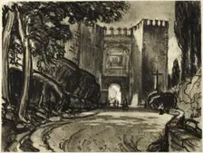 A Gate of Segovia, c. 1903. Creator: Joseph J Pennell