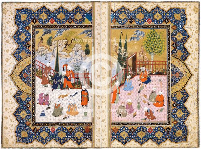 A Gathering of Learned Men on a Terrace. Artist: Iranian master  