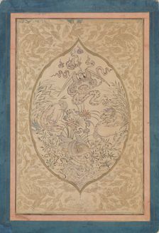 A Gathering of Mythical Creatures around a Lotus Leaf, dated Shawwal A.H. 1088/A.D. 1677. Creator: Mu'in
