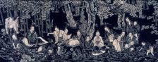 A gathering of robed men seated in a forest. Creator: Unknown