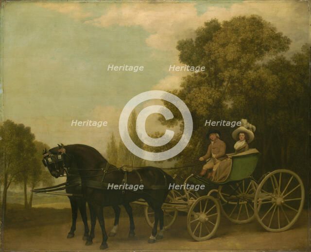 A Gentleman driving a Lady in a Phaeton, 1787. Artist: Stubbs, George (1724-1806)