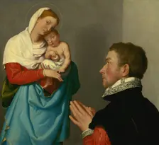 A Gentleman in Adoration before the Madonna, c. 1560. Creator: Giovanni Battista Moroni