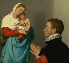 A Gentleman in Adoration before the Madonna, c. 1560. Creator: Giovanni Battista Moroni