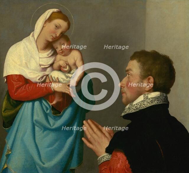 A Gentleman in Adoration before the Madonna, c. 1560. Creator: Giovanni Battista Moroni.