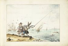 A gentleman (Moses?) is seduced by a devil fishing for a woman, 1664. Creator: Gesina ter Borch