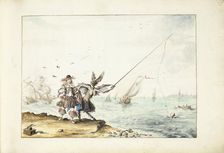 A gentleman (Moses?) is seduced by a devil fishing for a woman, 1664. Creator: Gesina ter Borch