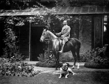 A gentleman seated on his horse, with his dog in the foreground, Oxfordshire, c1860-c1922. Artist: Henry Taunt