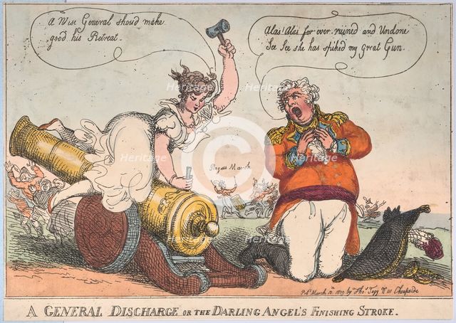 A General Discharge or the Darling Angel's Finishing Stroke, March 13, 1809., March 13, 1809. Creator: Thomas Rowlandson.