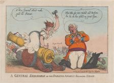 A General Discharge or the Darling Angel's Finising Stroke, March 13, 1809., March 13, 1809. Creator: Thomas Rowlandson