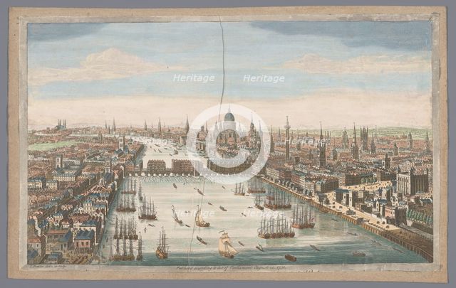 A general view of the city of London, next the river Thames', 1751. Creator: Thomas Bowles.