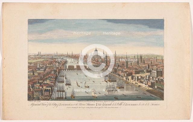 A general view of the city of London, next the river Thames', 1751. Creator: Thomas Bowles.