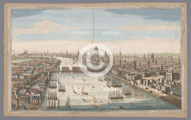 A general view of the city of London, next the river Thames', 1751. Creator: Thomas Bowles.