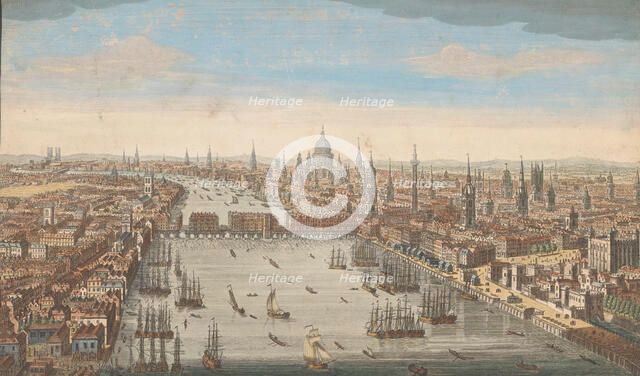 A general view of the city of London, next the river Thames', 1751. Creator: Thomas Bowles.