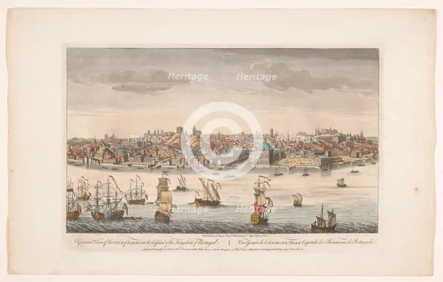 A general view of the city of Lisbone, the capitel of the kingdom of Portugal', 1752. Creator: Unknown.