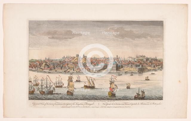 A general view of the city of Lisbone, the capitel of the kingdom of Portugal', 1752. Creator: Unknown.