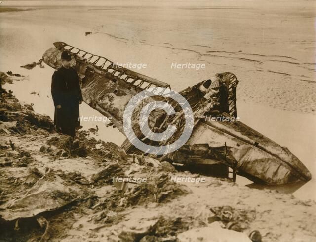 A German aircraft shot down on the English coast, c1939-c1945. Artist: Unknown