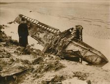 A German aircraft shot down on the English coast, c1939-c1945
