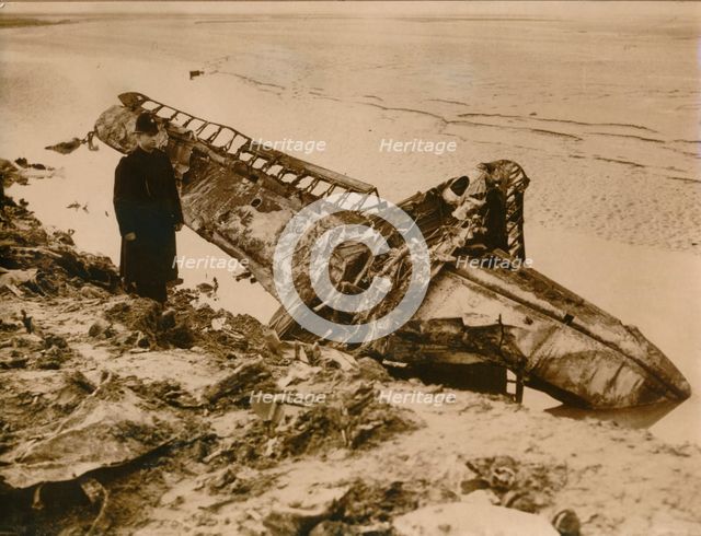 A German aircraft shot down on the English coast, c1939-c1945. Creator: Unknown.