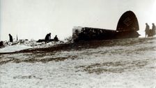 A German bomber shot down on the English coast. Creator: Unknown