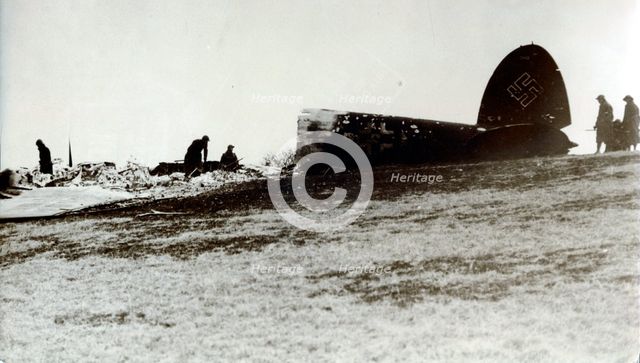 A German bomber shot down on the English coast. Creator: Unknown.